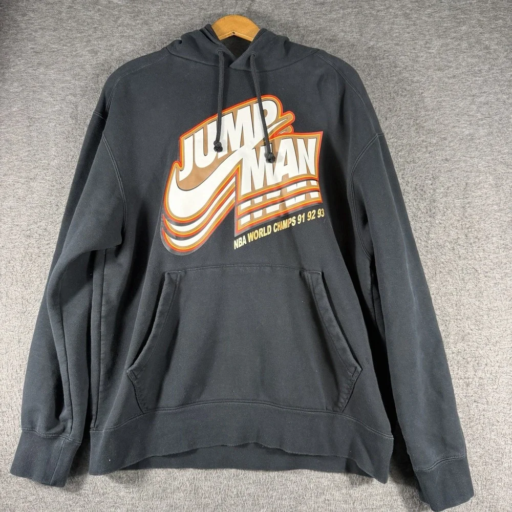 Nike Air Jordan Jumpman Hoodie Size Large Black Basketball Kangaroo Pocket